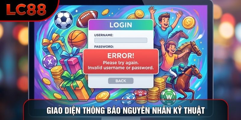 Giao diện thông báo nguyên nhân kỹ thuật